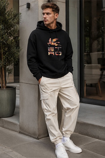 Чёрное оверсайз худи Etro Pegaso logo-print   