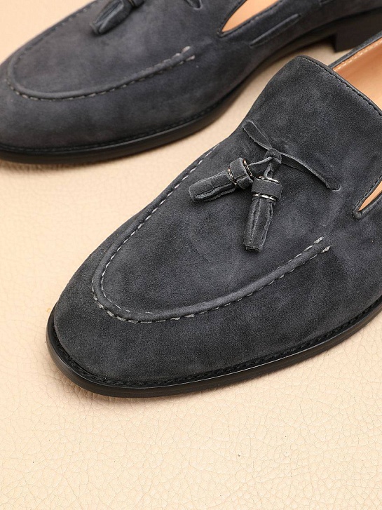 Замшевые лоферы Loro Piana tassel - Grey