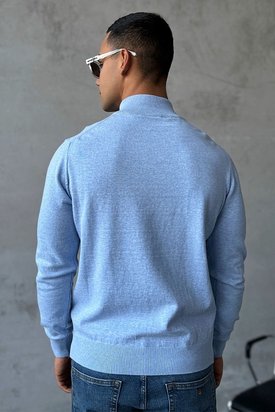 Мужская голубая кофта на молнии Stefano Ricci logo-embroidered