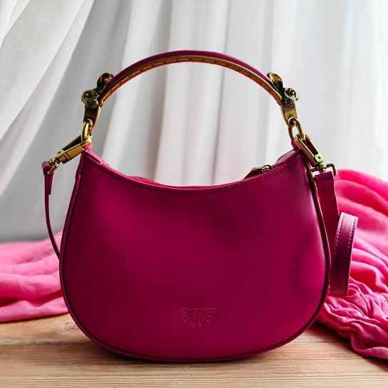 Кожаная сумка Half Moon 24x18 см - Pink