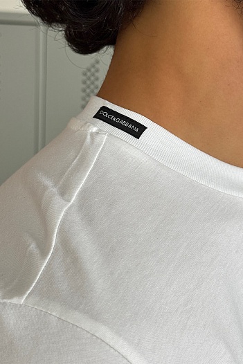 Футболка белого цвета Dolce & Gabbana logo-embroidered   