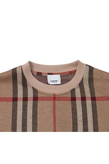 Бежевая футболка Burberry Check motif   