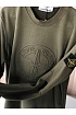 Мужской зелёный свитшот Stone Island с патчем на плече embossed logo