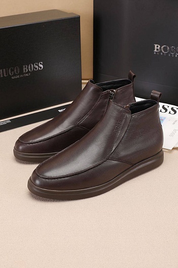 Кожаные лоферы с мехом Hugo Boss high-top - Brown   