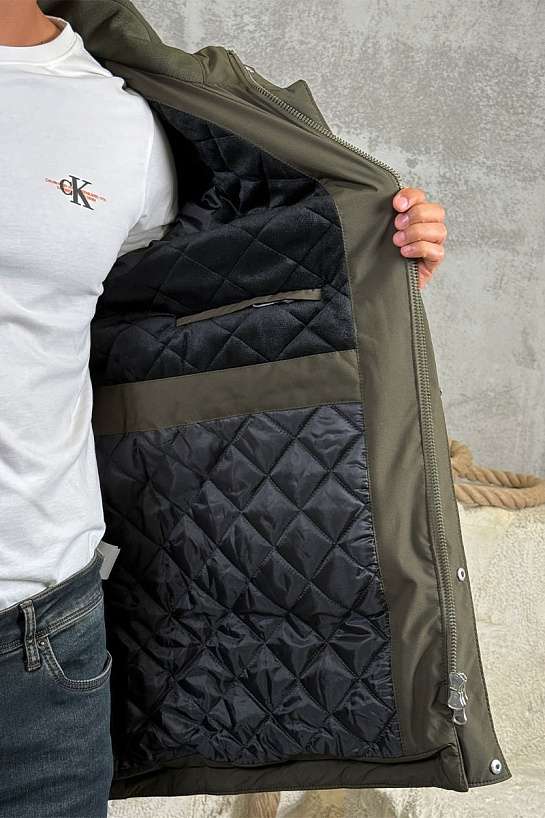 Парка цвета хаки Loro Piana logo-patch