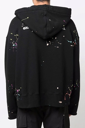 Чёрное оверсайз худи Palm Angels paint-splatter effect   