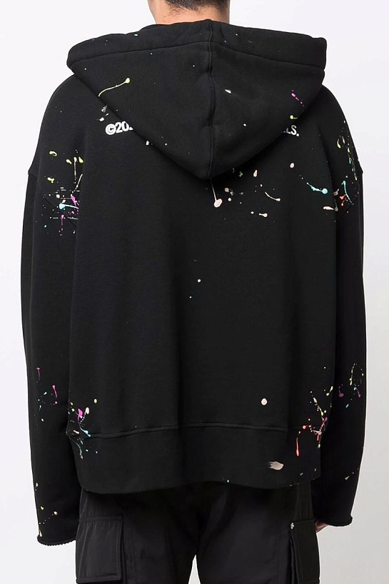 Чёрное оверсайз худи Palm Angels paint-splatter effect