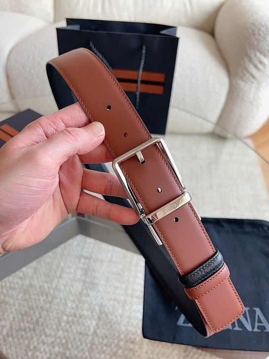Двусторонний кожаный ремень Zegna premium