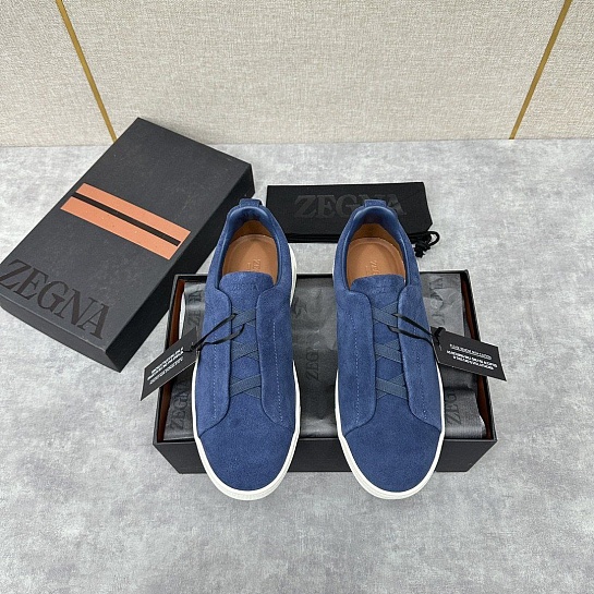 Мужские кроссовки Ermenegildo Zegna Triple Stitch Suede - Blue