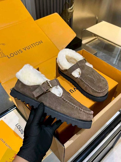 Женские меховые лоферы Louis Vuitton Colorado Comfort Mary Jane premium   