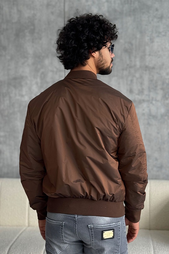 Мужской бомбер Dolce & Gabbana logo-plaque - Brown