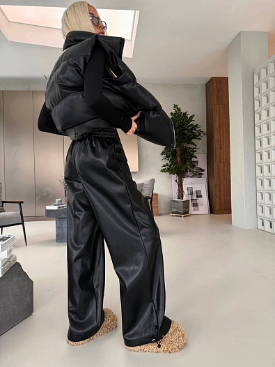 Женские брюки из эко кожи Chrome Hearts Premium   