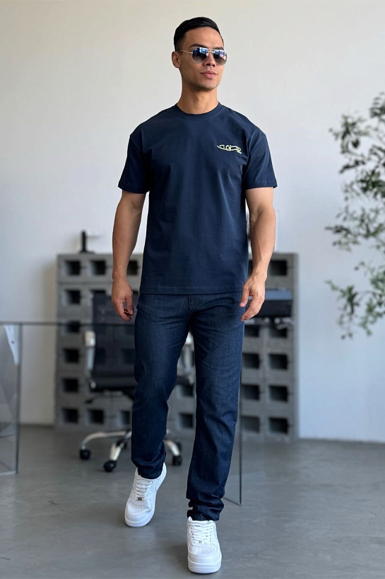 Мужская тёмно-синяя футболка Dior x Lewis Hamilton