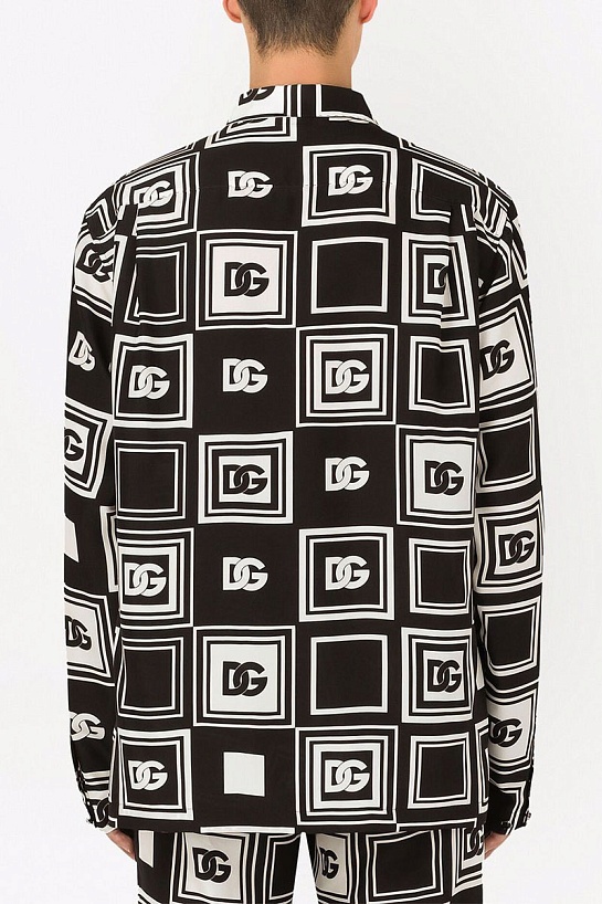Мужская рубашка Dolce&Gabbana чёрного цвета geometric logo-print