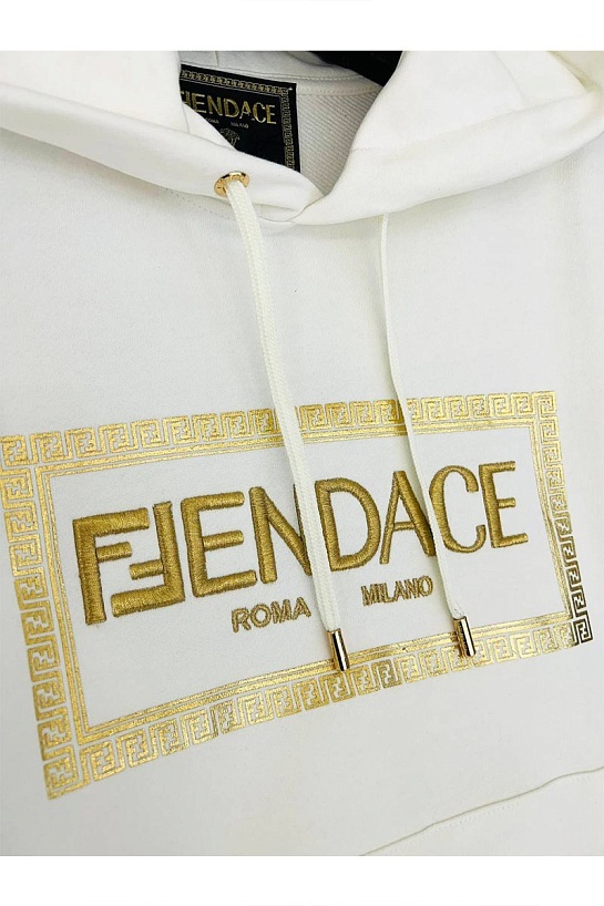 Белая мужская кофта Collaboration Fendi x Versace Fendace Logo
