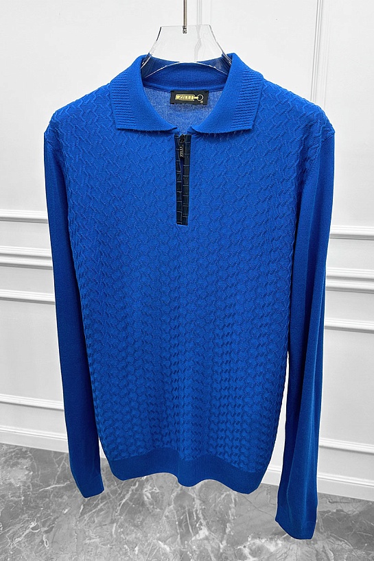 Поло с длинным рукавом Zilli zip-up - Blue