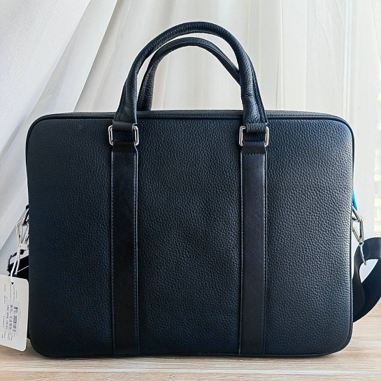 Мужская кожаная сумка Prada 38x28 см - Black