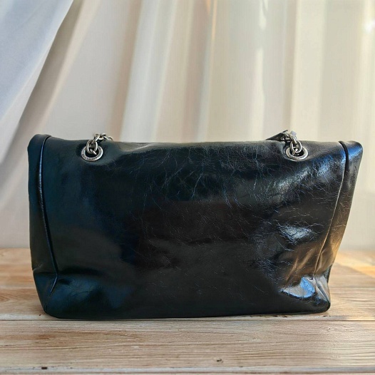 Кожаная сумка Balenciaga Monaco Chain 30x21 см - Silver   