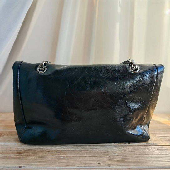 Кожаная сумка Balenciaga Monaco Chain 30x21 см - Silver