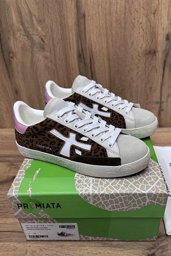 Женские кожаные кроссовки Premiata Stevend Leopard   
