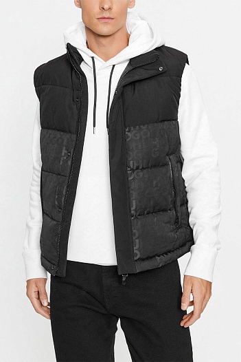 Мужской чёрный жилет Hugo Boss Baltino engraved-logo   