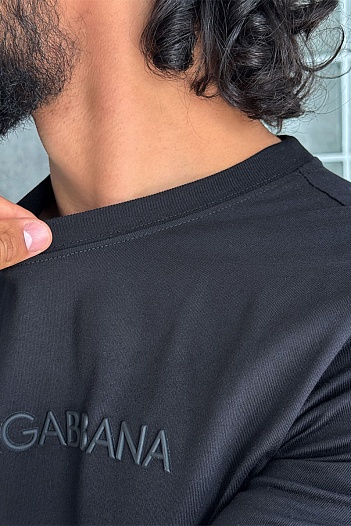 Мужская чёрная футболка Dolce & Gabbana logo-embroidered   