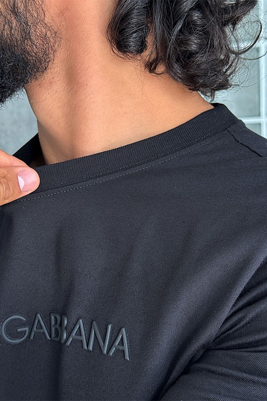 Мужская чёрная футболка Dolce & Gabbana logo-embroidered