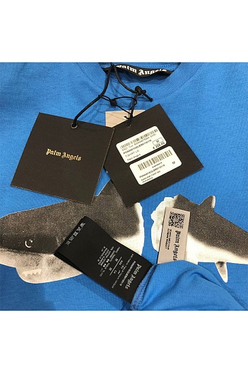 Синяя оверсайз футболка Palm Angels Shark   
