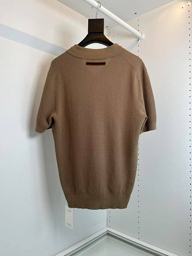 Мужское поло Zegna buttonless - Brown   