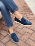 Женские замшевые лоферы Loro Piana Open Walk - Navy