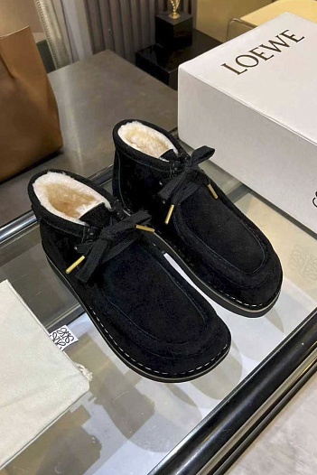 Женские ботинки с мехом Loewe premium - Black   