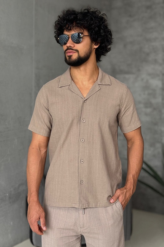 Мужская рубашка Loro Piana бежевого цвета