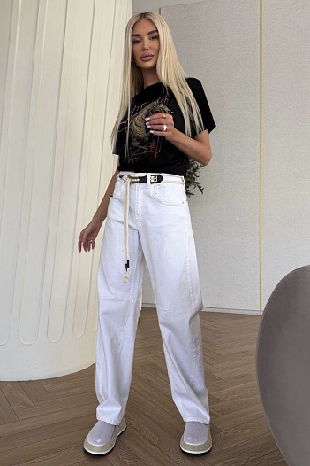 Женские джинсы белого цвета MIU MIU premium   