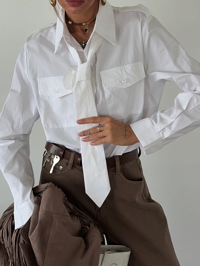 Белая женская рубашка Prada   