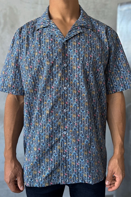 Мужская чёрная рубашка Dolce & Gabbana floral-print