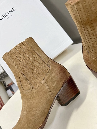 Женские замшевые сапоги Celine Premium - Brown   