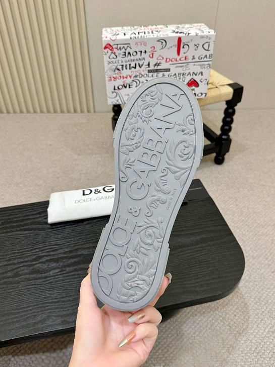 Кожаные кроссовки Dolce & Gabbana Portofino - Grey