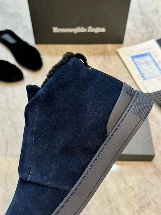 Кроссовки с мехом Ermenegildo Zegna Triple Stitch - Navy
