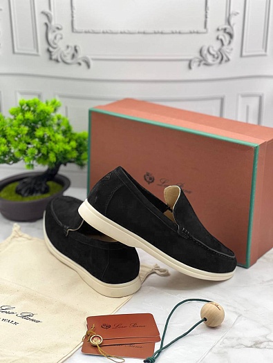 Замшевые лоферы Loro Piana Summer Walk - Black   