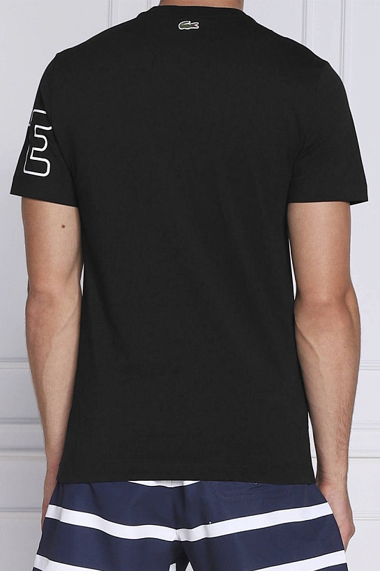 Мужская чёрная футболка Lacoste logo-print