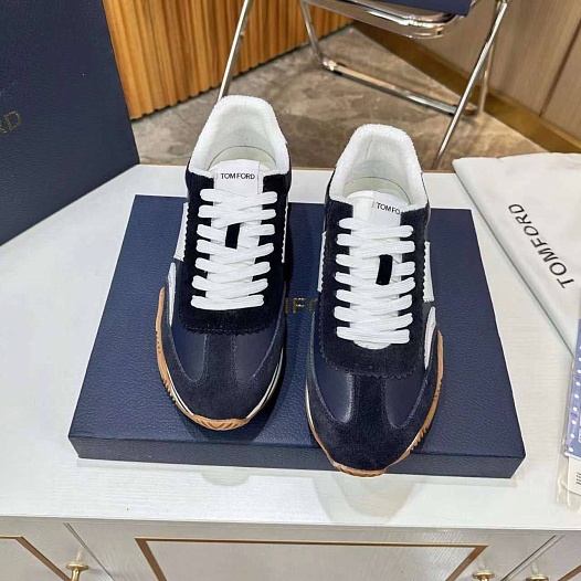 Комбинированные кроссовки Tom Ford James low-top - Navy / White   