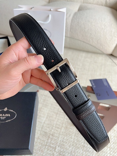 Двусторонний кожаный ремень Prada premium   