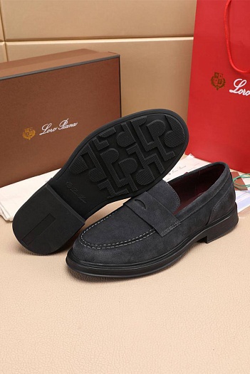Замшевые лоферы Loro Piana Travis - Grey   