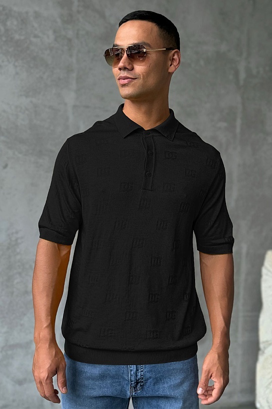 Мужское поло Dolce & Gabbana monogram all-over - Black
