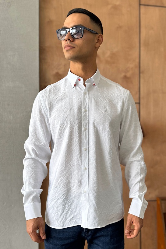 Мужская рубашка Hermes H embroidered - White