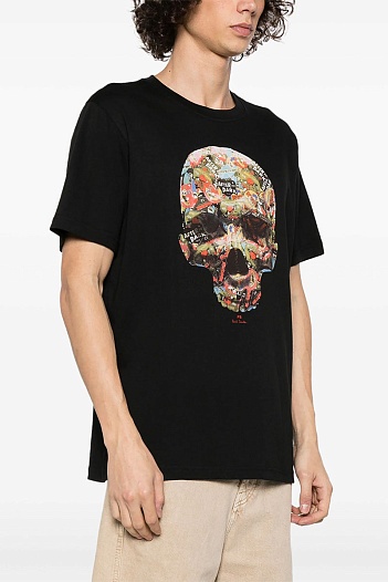 Чёрная футболка Paul Smith Sticker Skull print   