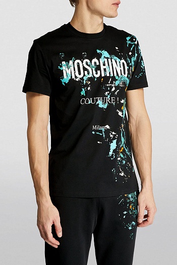 Футболка чёрного цвета Moschino paint-splattered   