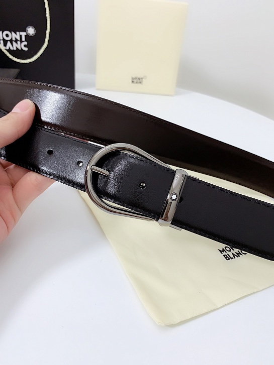 Двусторонний кожаный ремень Montblanc Premium (ширина 3.5 см)