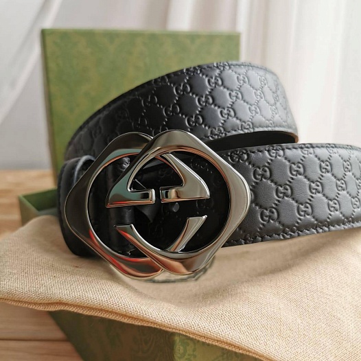 Кожаный ремень Gucci GG Monogram all-over (длина 100 / 105 см)   