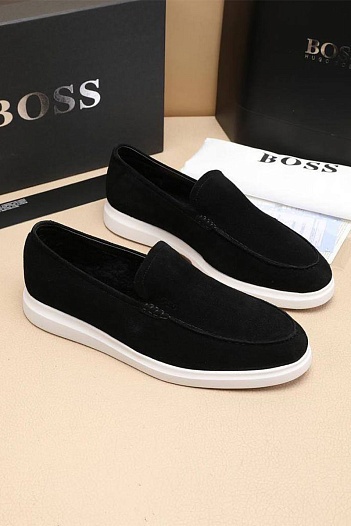 Замшевые лоферы с мехом Hugo Boss   